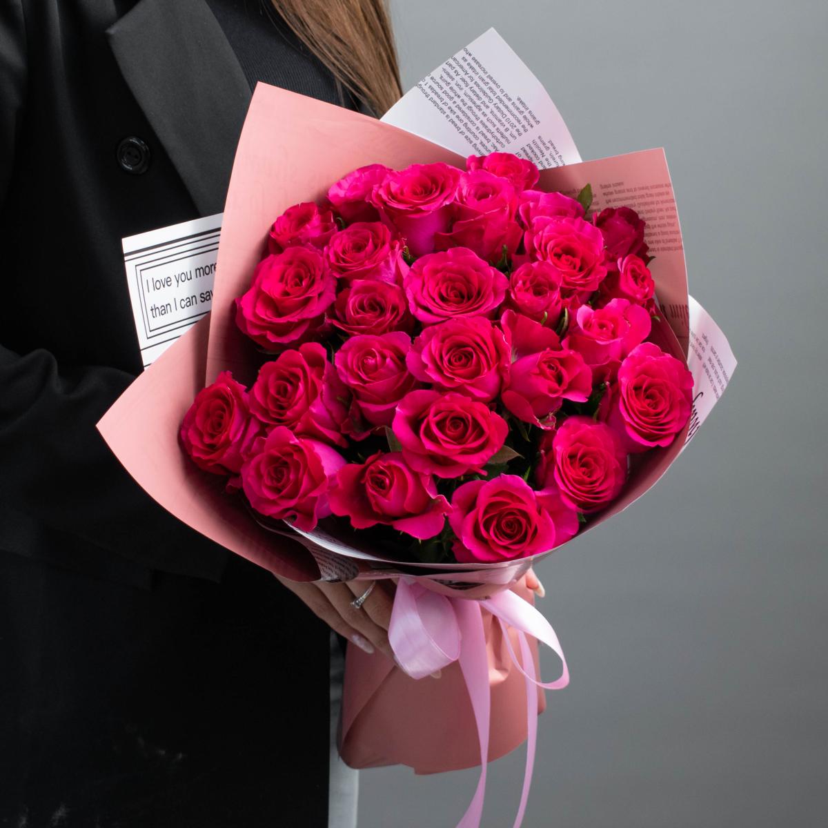 Розовые розы 25 шт. из Эквадора