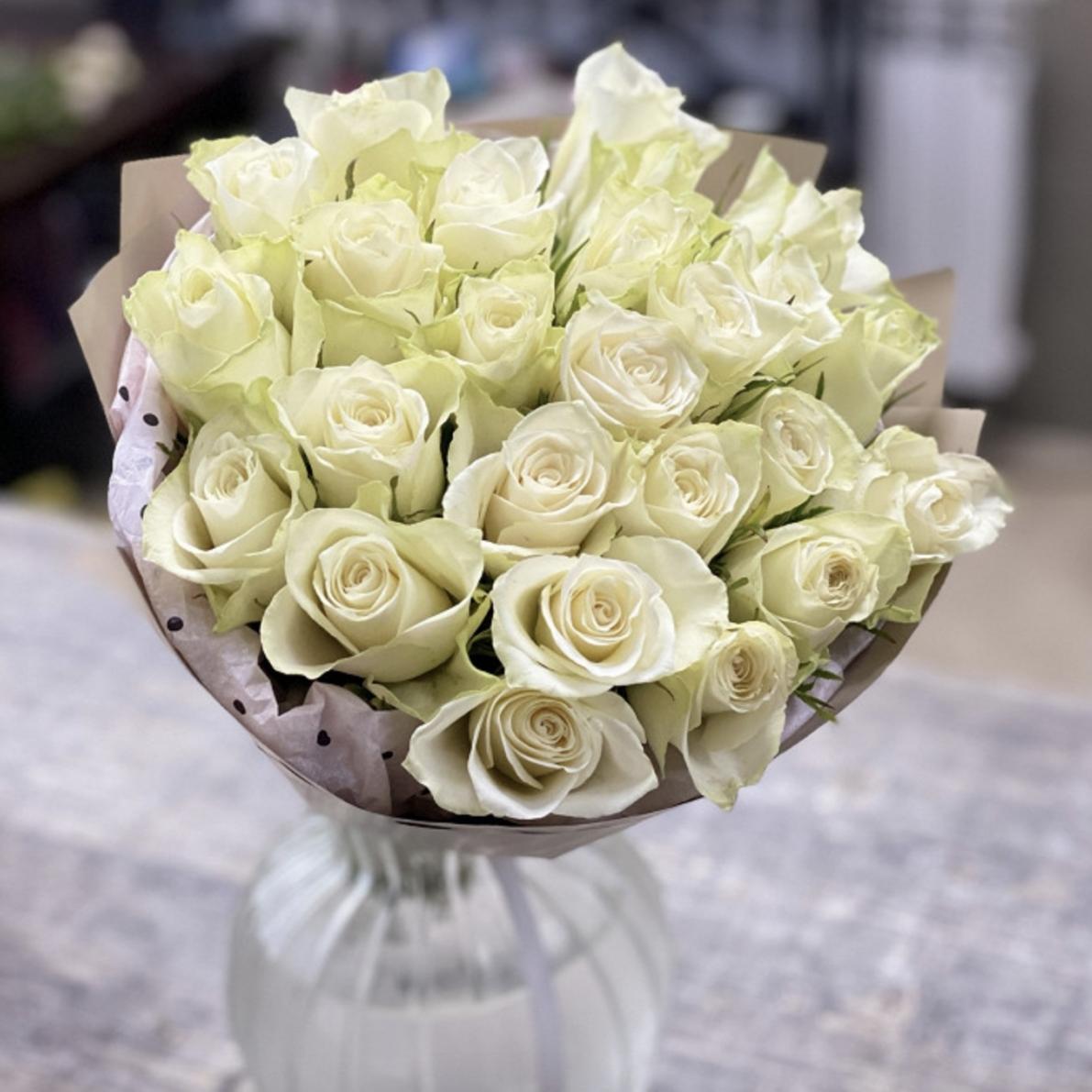 Розы снежно-белые 25 шт. (Кенийские)